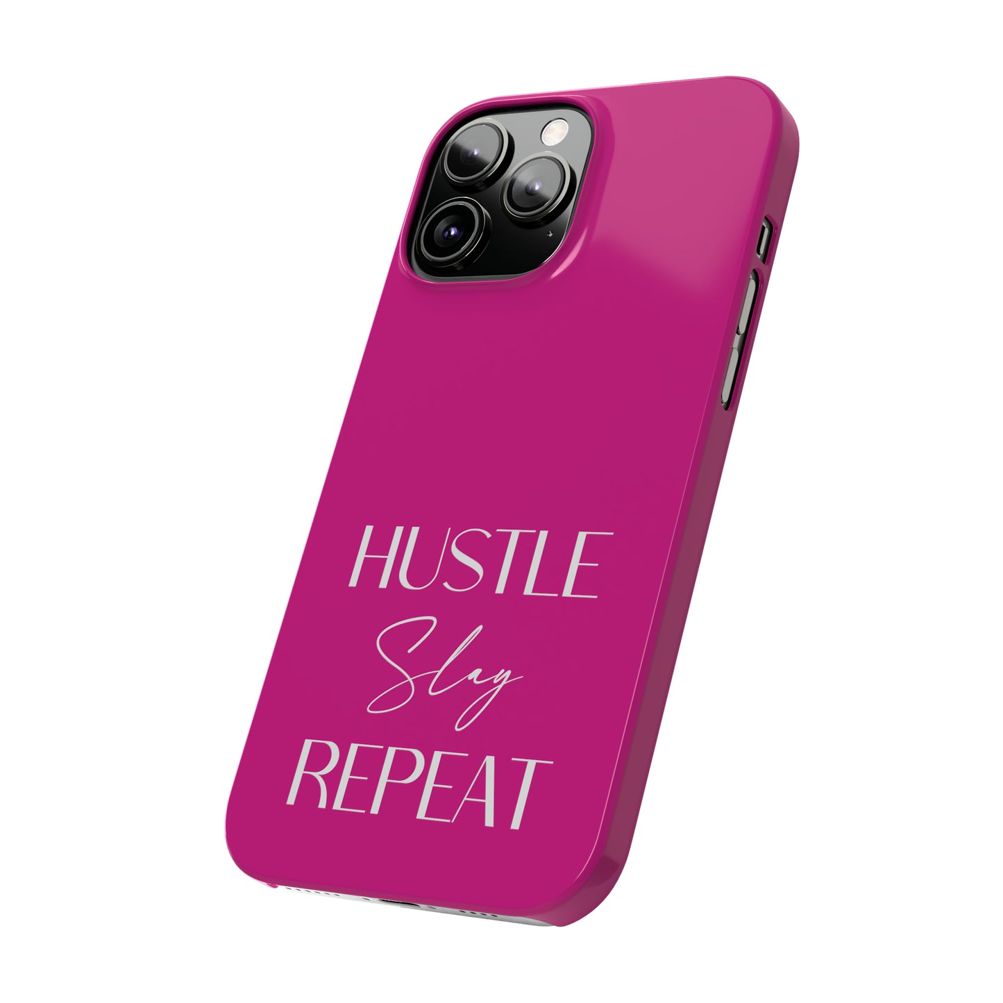 Pink - Hustle Slay Repeat Iphone 15-12 Slim Phone Case