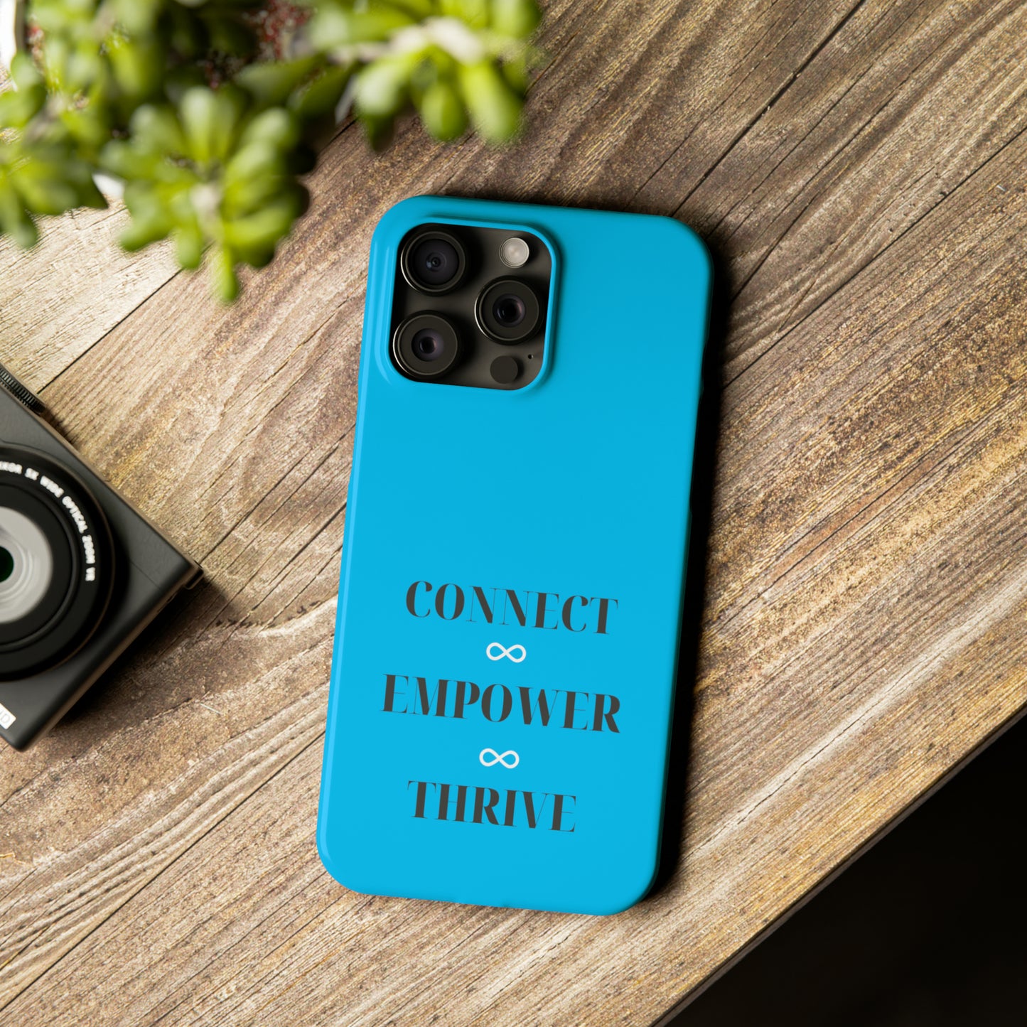 Blue with Connect Empower Thrive Iphone 15-12 Slim Phone Case