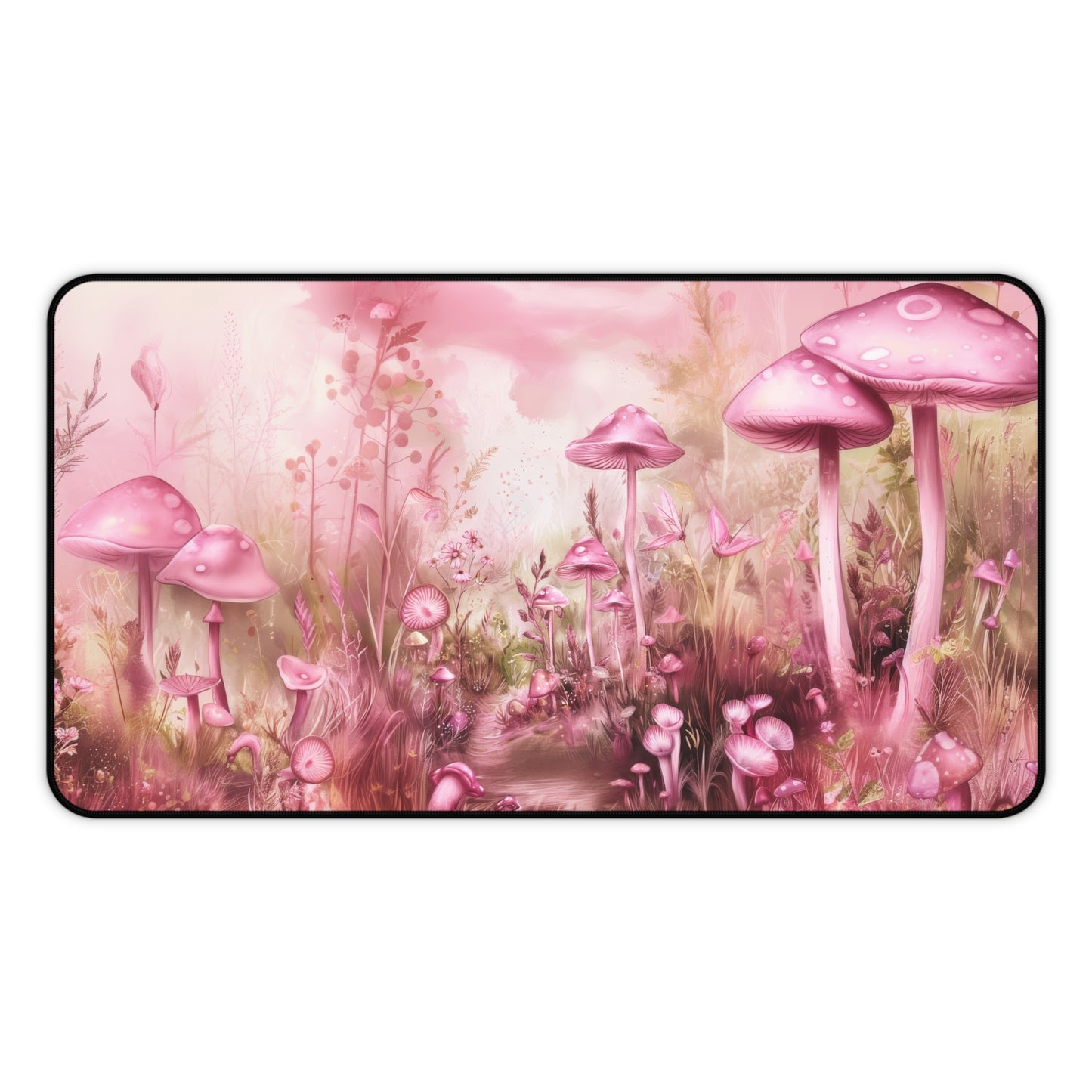 Dreamy Pink Mushrooms and Ethereal Fairy Landscape Extended Gaming Mouse Pad  Desk Mat  - 3 Sizes