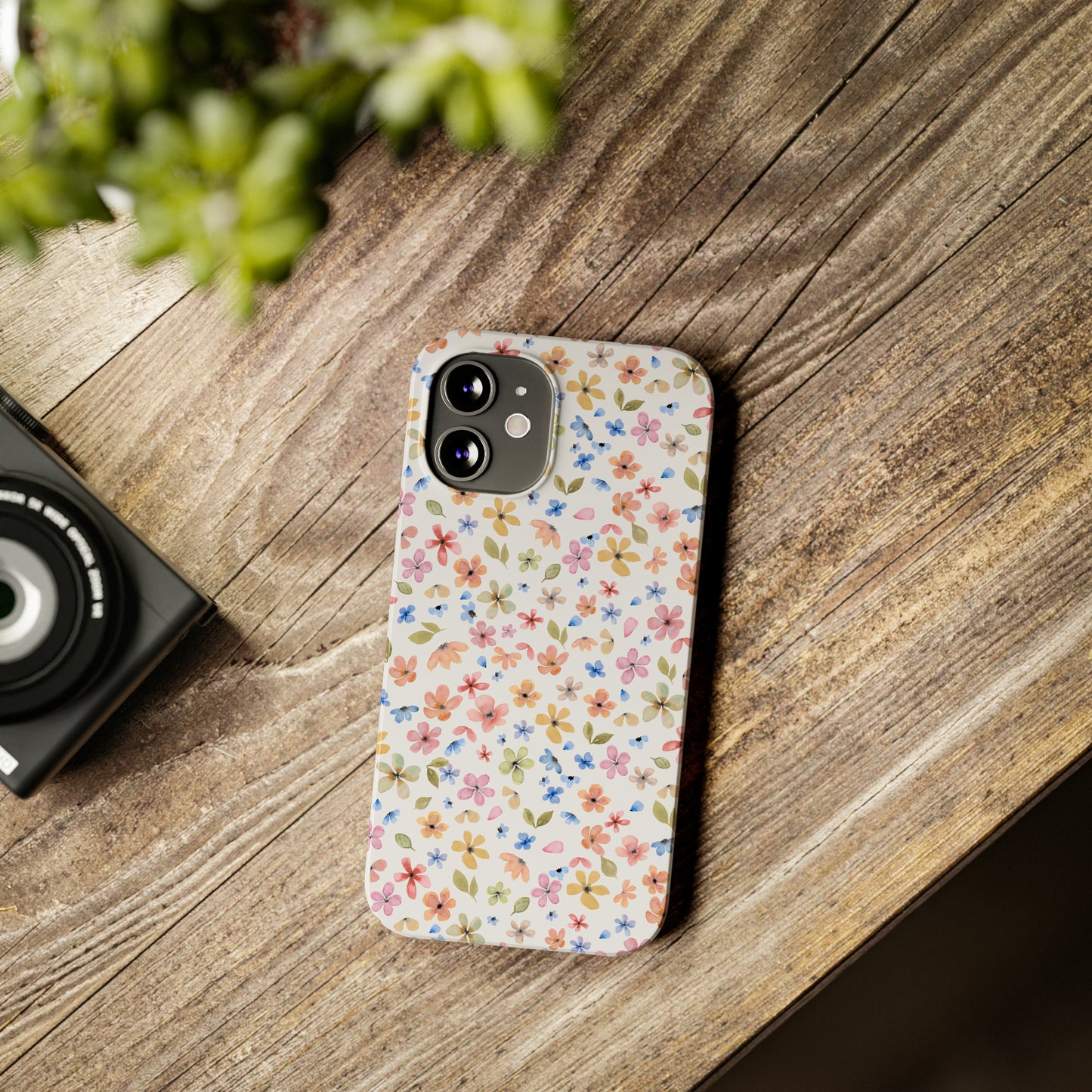 Tiny Pink, Yellow and Blue Flowers Iphone 15-12 Slim Phone Case