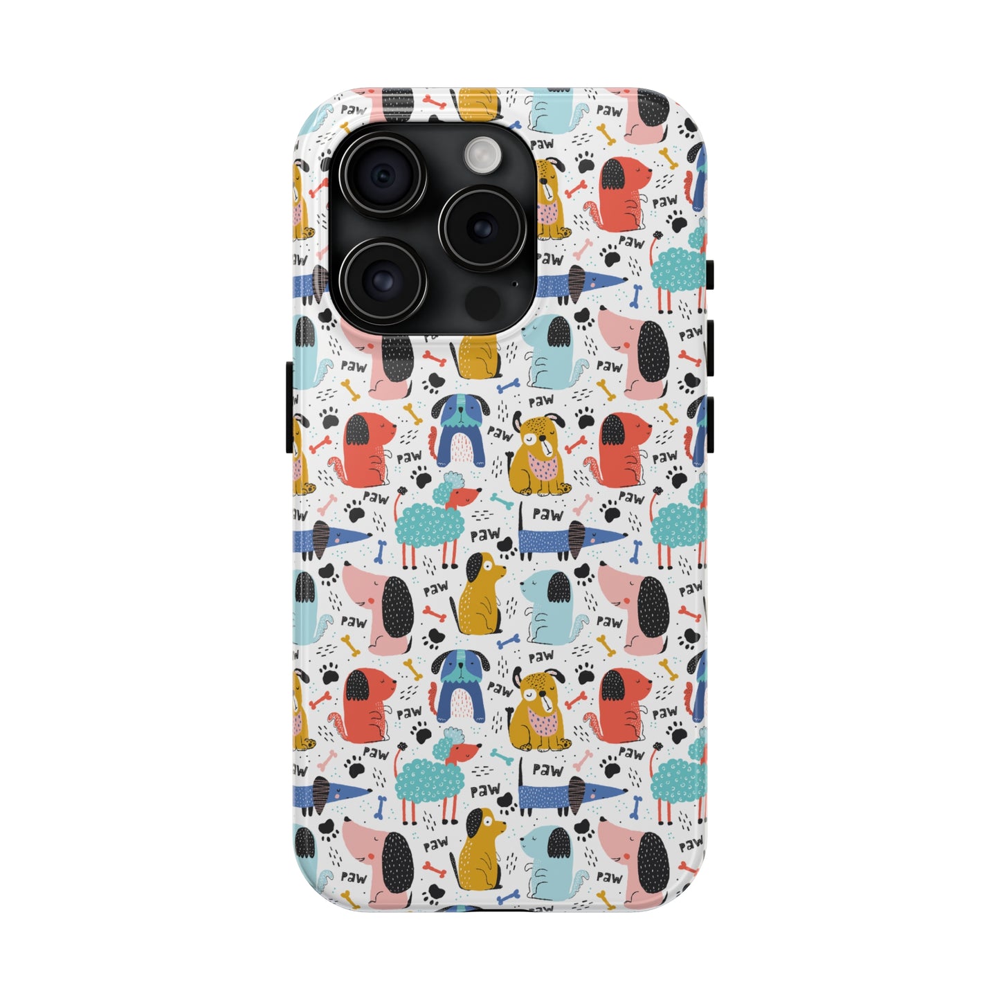 Playful Pups: Colorful Cartoon Dogs Iphone Tough Phone Case