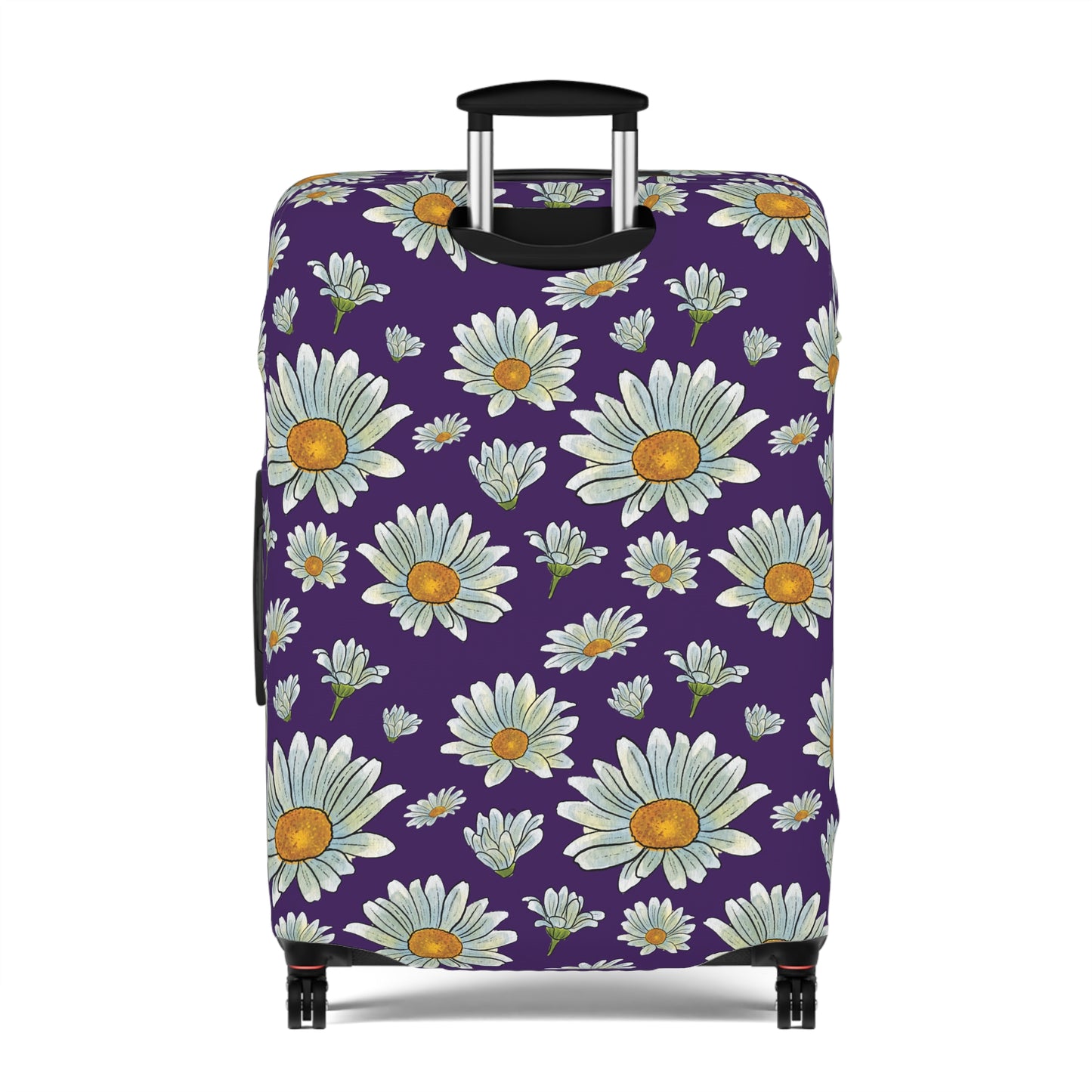 Large Watercolor Summer Daisies Blooming Against a Bold Purple Background  - Luggage Protector and Cover 3 Sizes