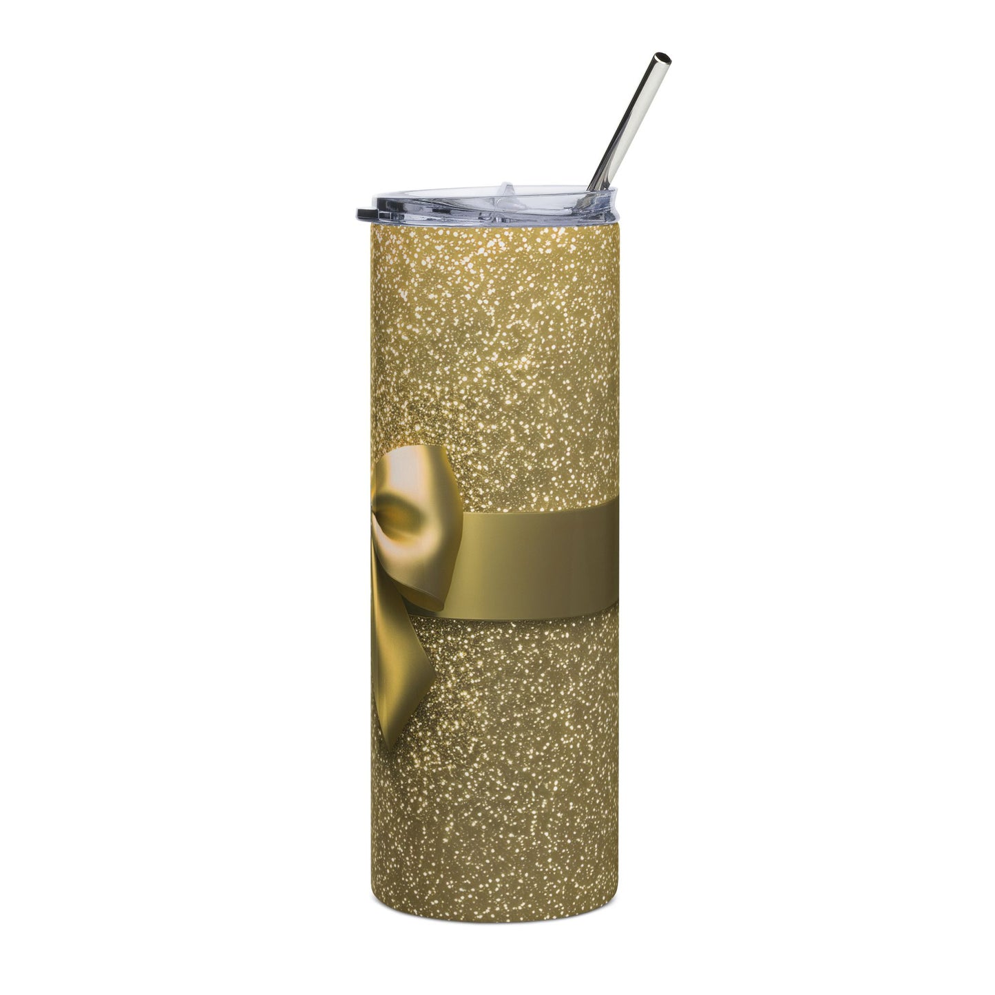 Bling Sparkle Coquette Bow and Jewels Glam Gold Seamless Design 20 oz Skinny Tumbler