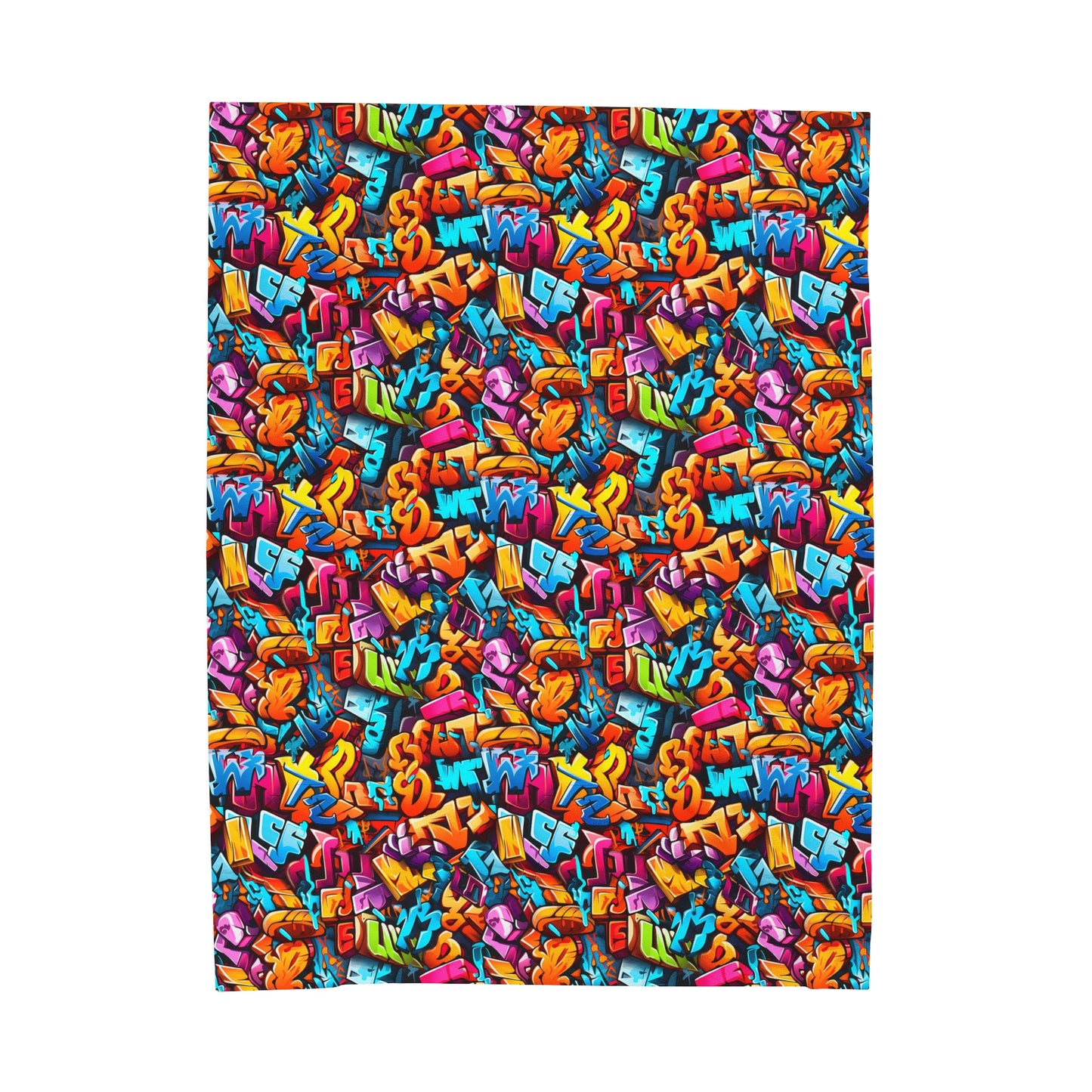 Colorful Street Art Pattern Print with Energetic Vibes Velveteen Plush Blanket 3 Sizes