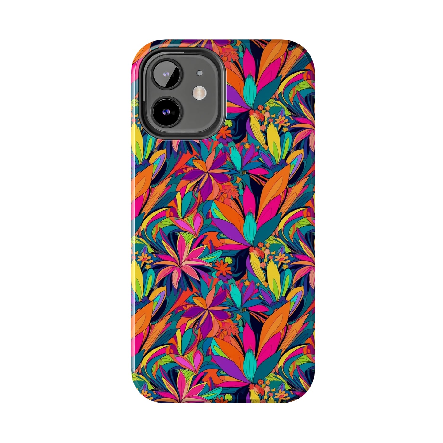 Tropical Neon Flowers Iphone Tough Phone Case