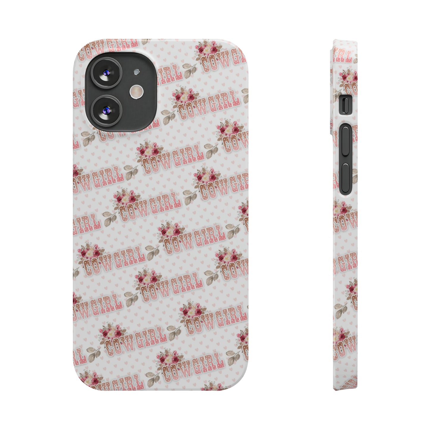 Pink Cowgirl and Flowers Iphone 15-12 Slim Phone Case