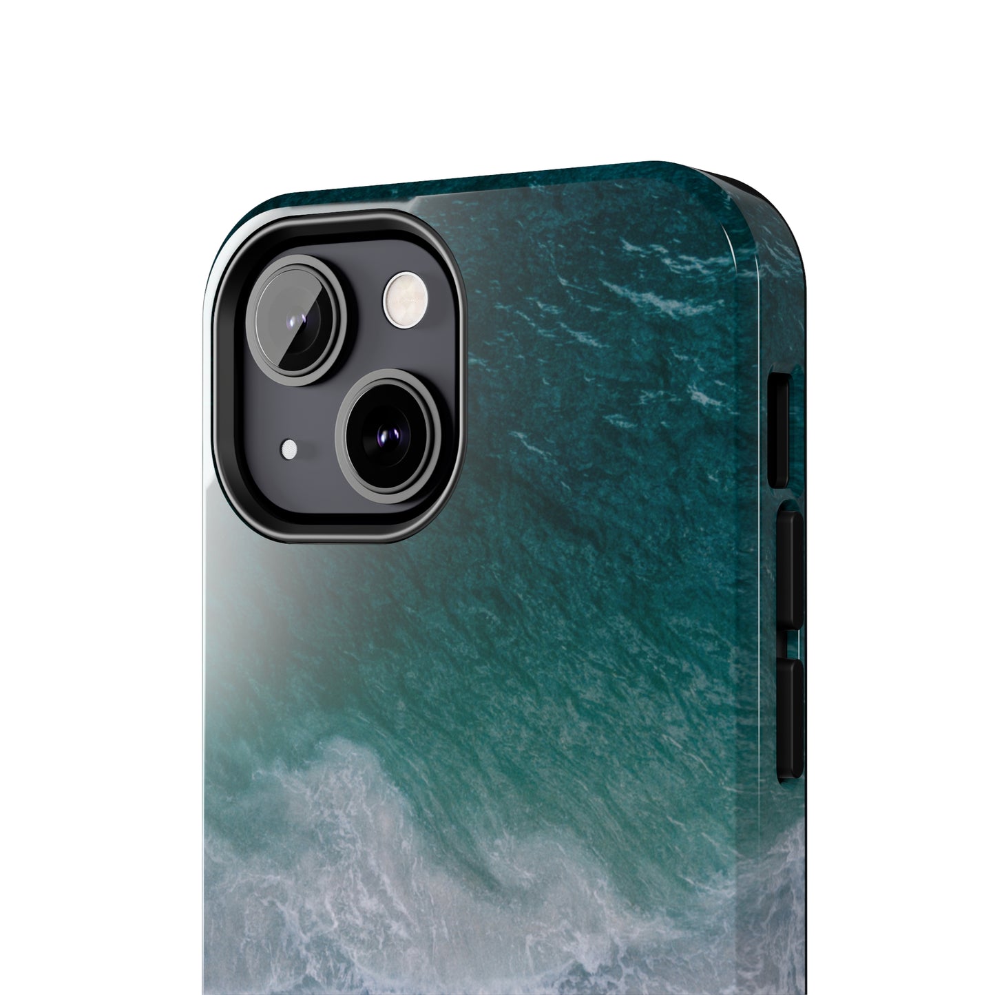 Ocean's Embrace: Deep Green Waters with White Waves Crashing onto the Beach Design Iphone Tough Phone Case