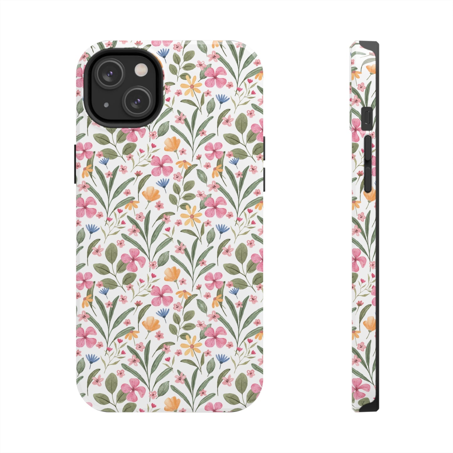 Pink Watercolor Spring Flowers Iphone Tough Phone Case