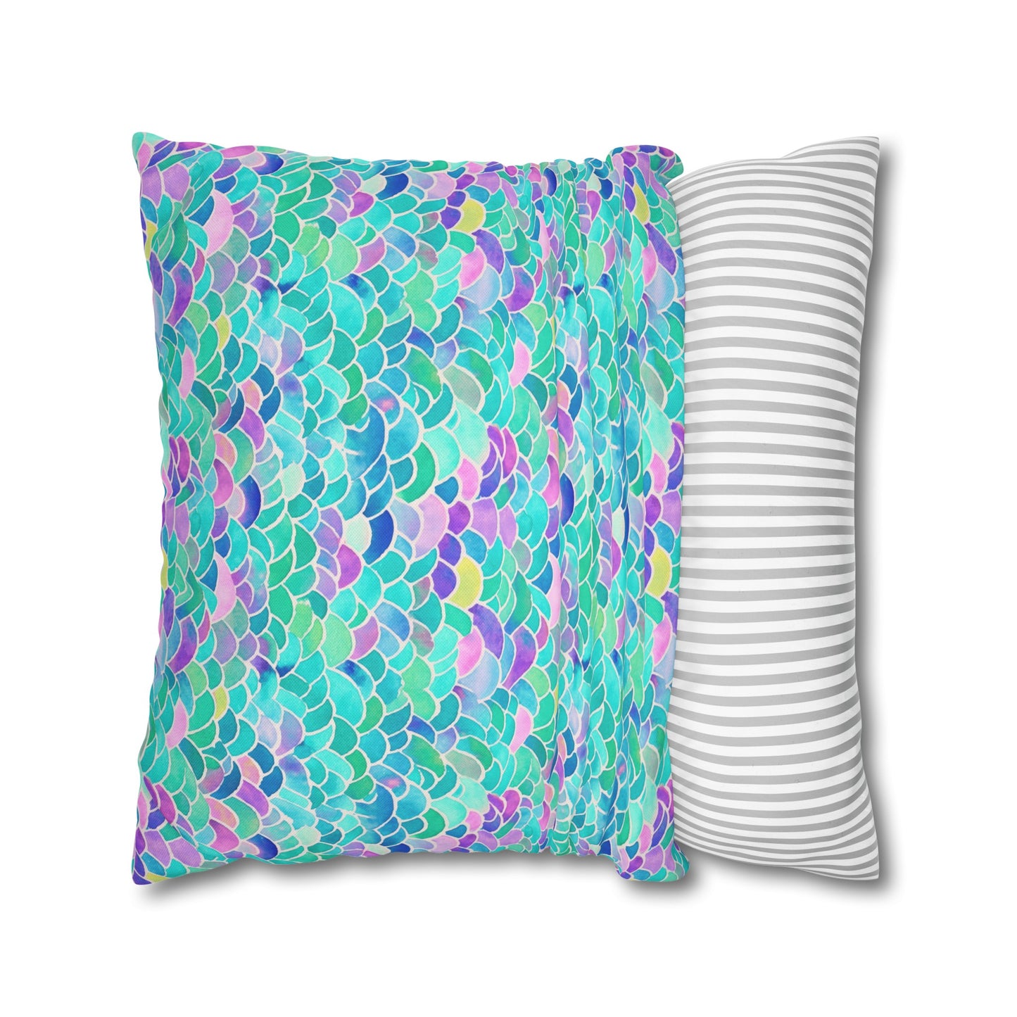 Pastel Seas: Mermaid Tail in Enchanting Pastel Hues Spun Polyester Square Pillowcase 4 Sizes