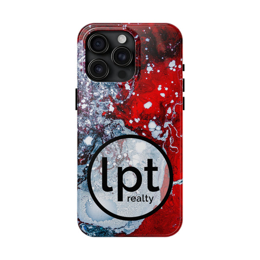 LPT Realty Logo -  Red, Black and White Alcohol Ink Design Iphone Tough Phone Case