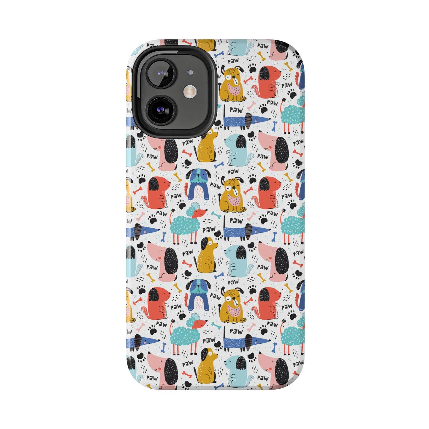 Playful Pups: Colorful Cartoon Dogs Iphone Tough Phone Case