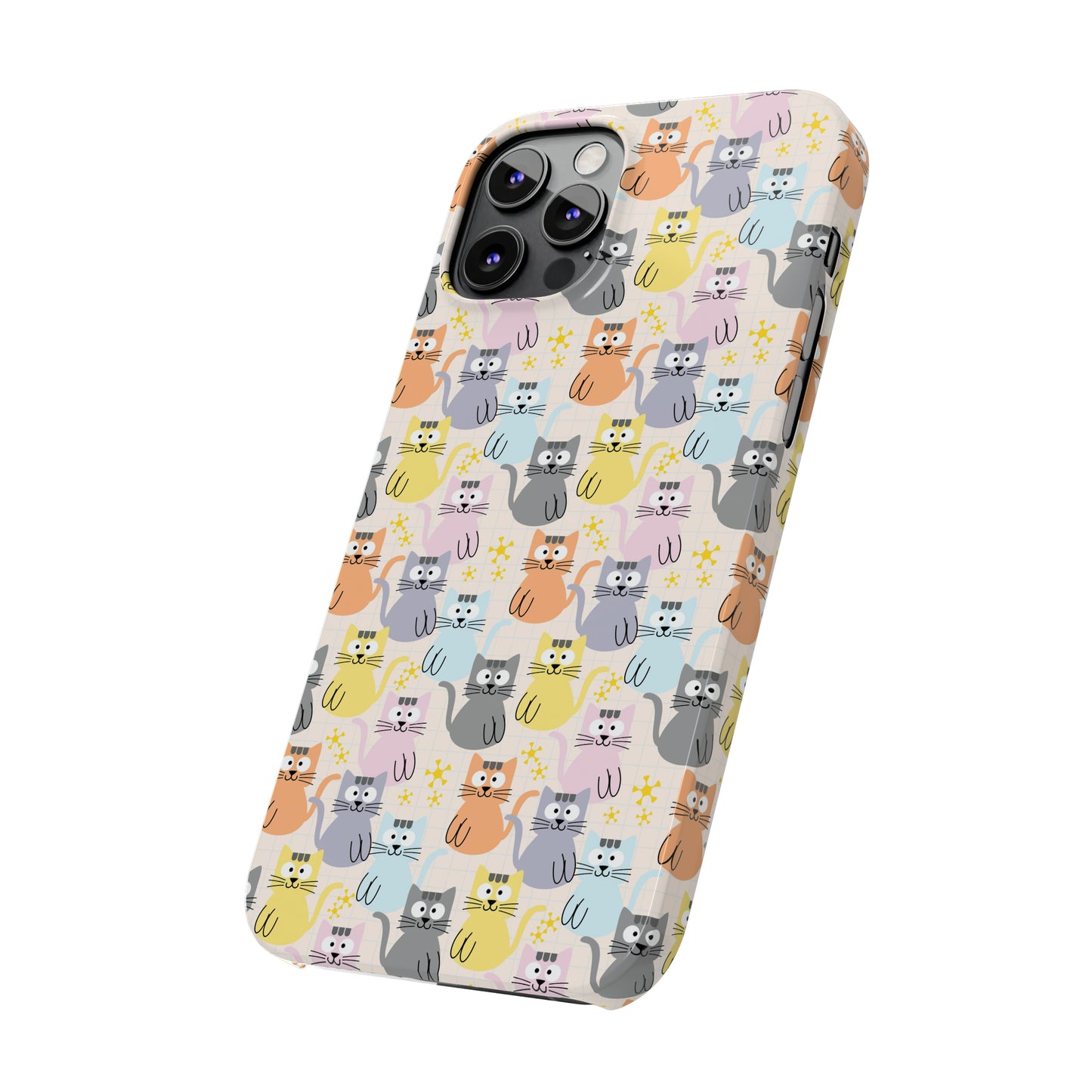 Adorable Cartoon Kitties: Pastel-Colored and Overflowing with Cuteness Iphone 15-12 Slim Phone Case