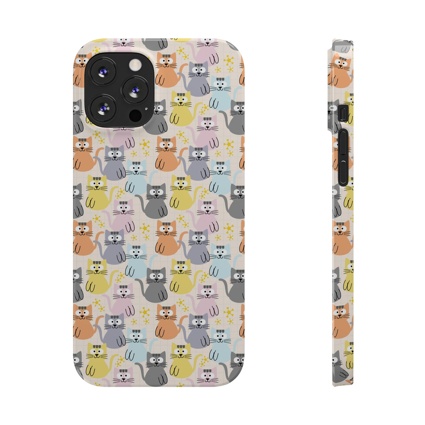 Adorable Cartoon Kitties: Pastel-Colored and Overflowing with Cuteness Iphone 15-12 Slim Phone Case