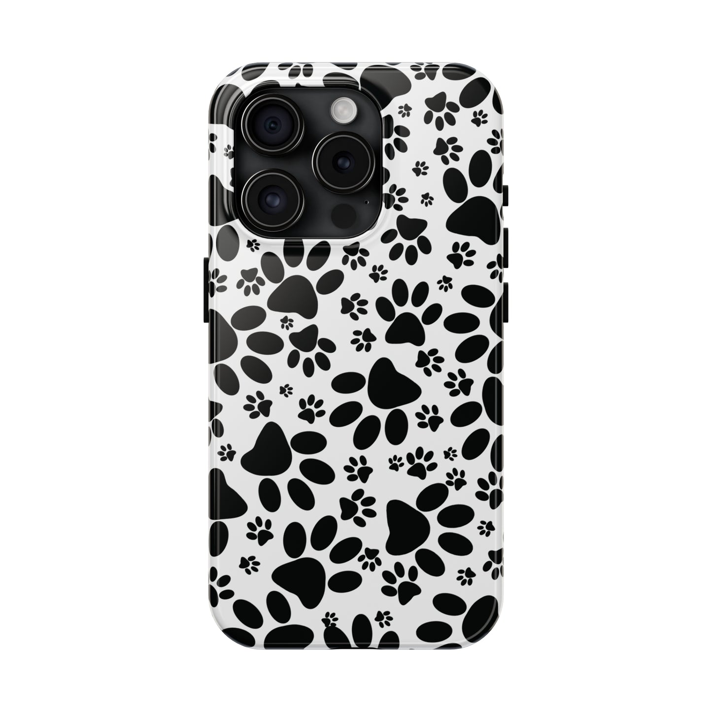 Stealthy Tracks: Black Animal Paw Prints Iphone Tough Phone Case