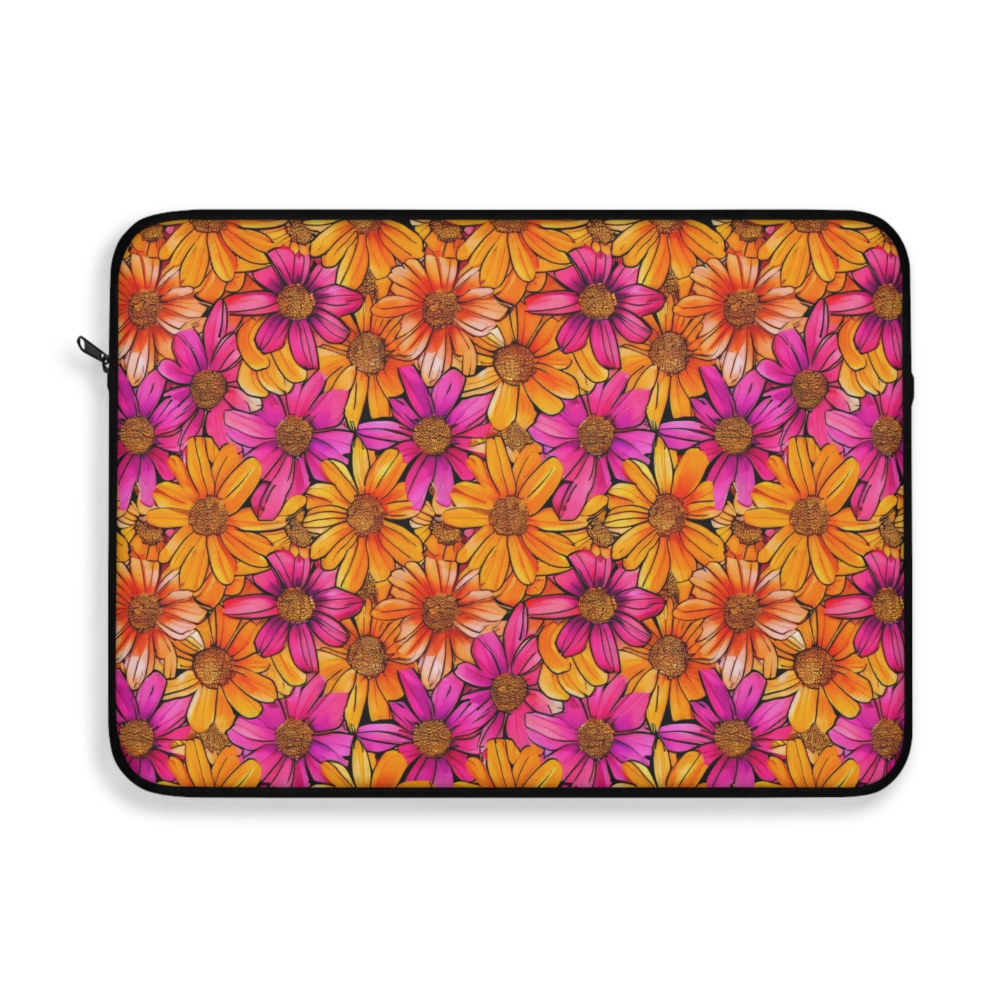 Vibrant Daisy Delight with Bold Orange and Pink Flowers Laptop or Ipad Protective Sleeve 3 Sizes Available