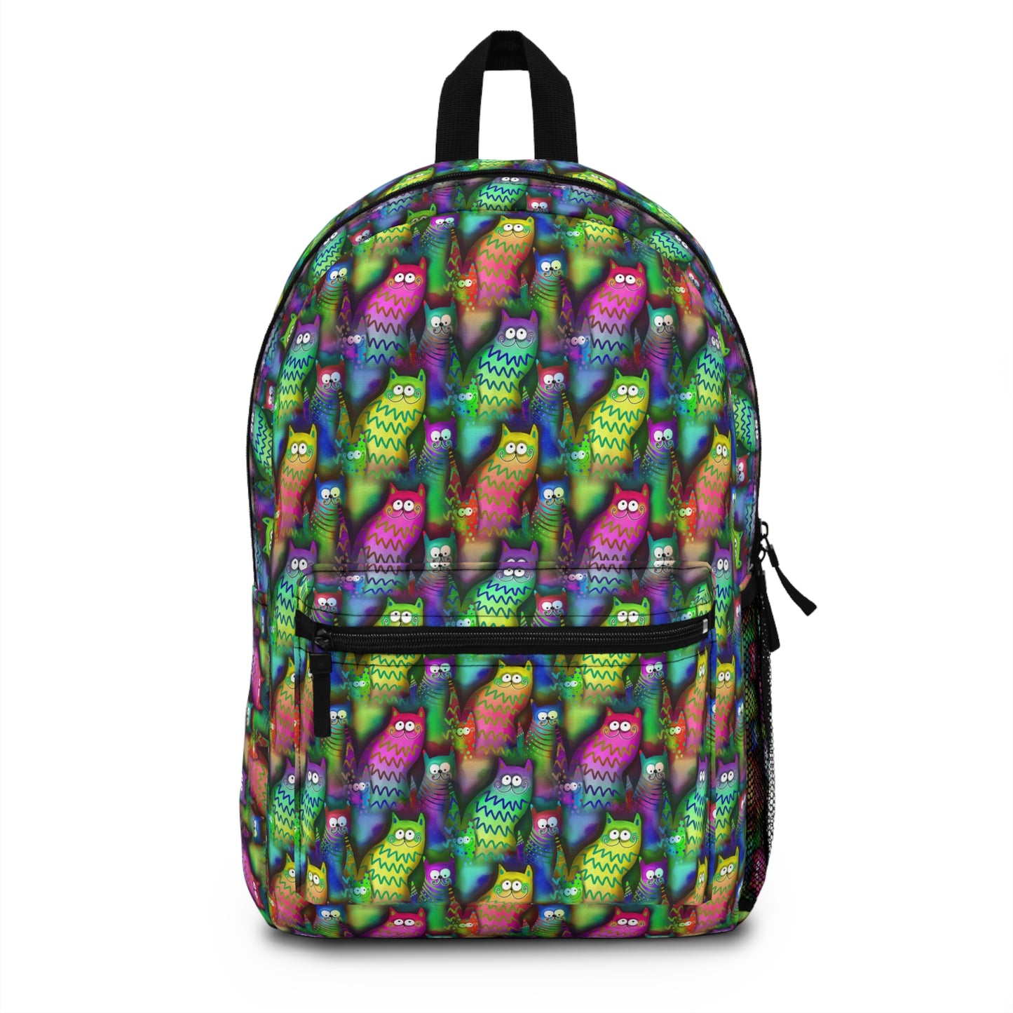 Neon Rainbow Cartoon Cats Lightweight Backpack