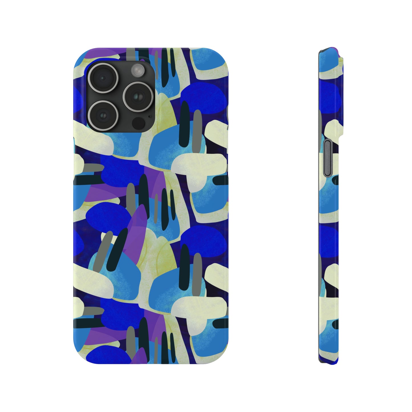 Blue, Purple and Green Abstract Design Iphone 15-12 Slim Phone Case