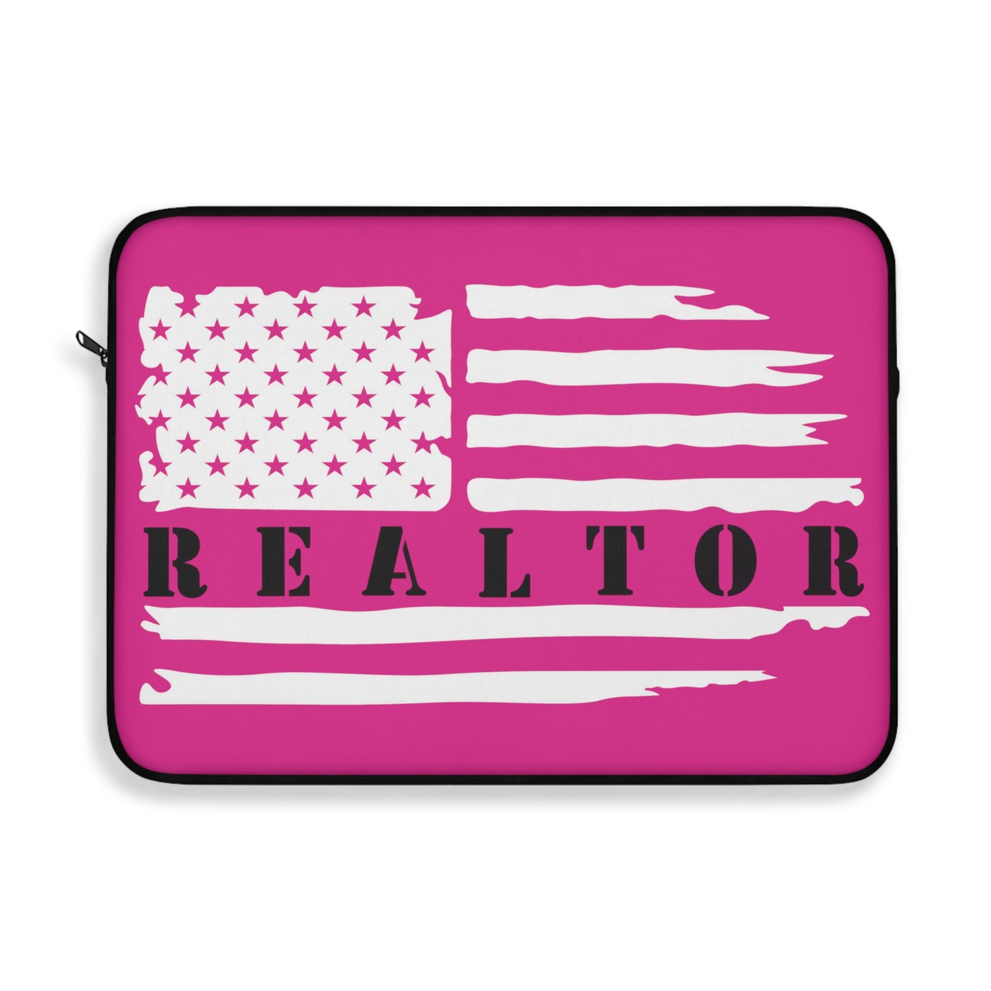 American Flag & Realtor Pink & Black Laptop or Ipad Protective Sleeve 3 Sizes