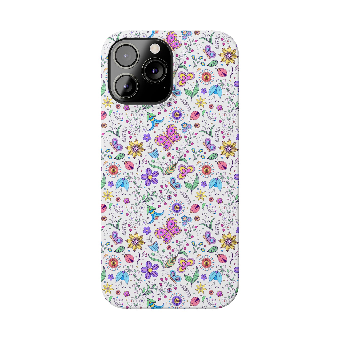 Butterflies and Flowers Iphone 15-12 Slim Phone Case