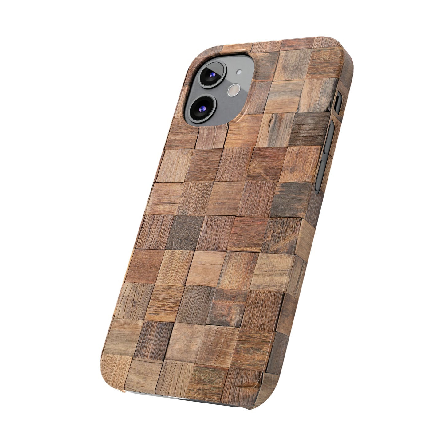 Organic Elegance Natural Woven Wood Design Design Iphone 15-12 Slim Phone Case