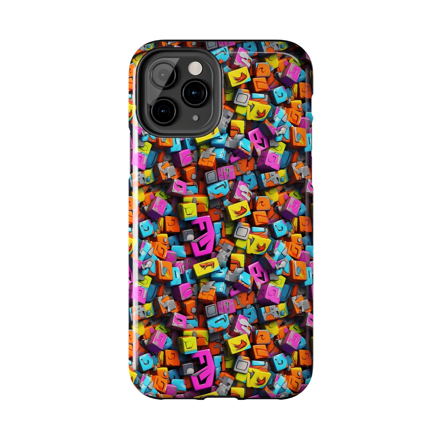 3D Abstract Colorful Block Design Iphone Tough Phone Case