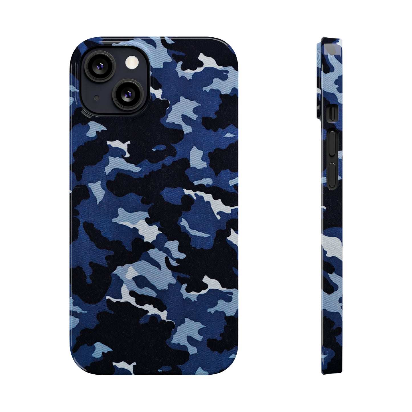 Deep Sea Concealment: Navy Blue Camouflage Iphone 15-12 Slim Phone Case