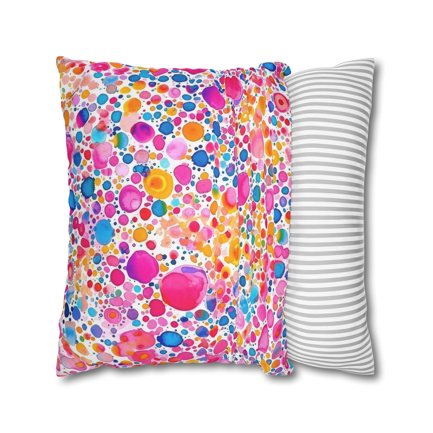 Prismatic Splatter: Rainbow Watercolor Explosion Spun Polyester Square Pillowcase 4 Sizes