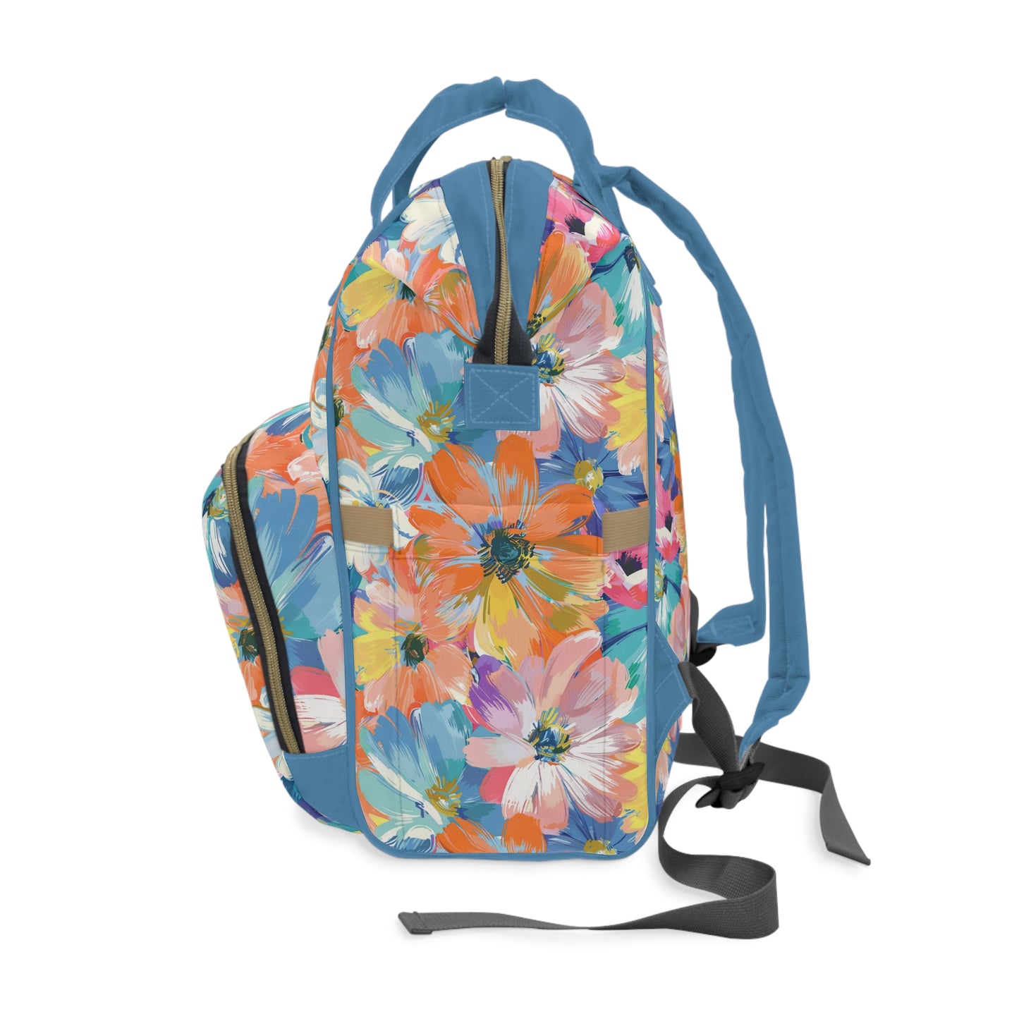 Subdued Elegance: Muted Colorful Watercolor Floral Blooms Multifunctional Diaper Backpack