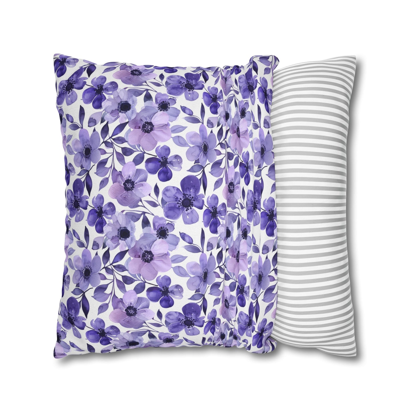 Elegant Purple Watercolor Blossoms Spun Polyester Square Pillowcase 4 Sizes