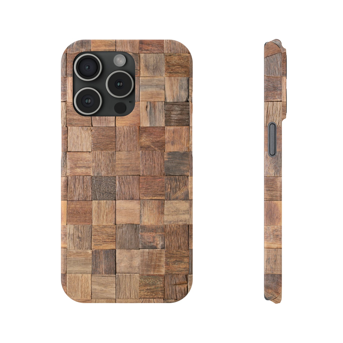 Organic Elegance Natural Woven Wood Design Design Iphone 15-12 Slim Phone Case