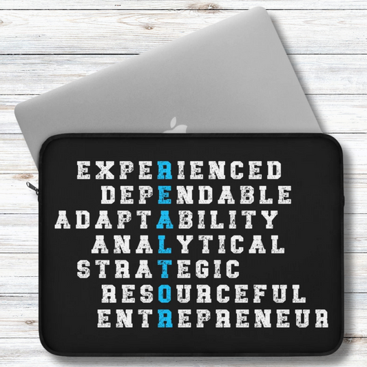 Realtor in Blue, Experienced Dependable Adaptability Analytical Strategic Resourceful EntrepreneurLaptop or Ipad Protective Sleeve 3 Sizes