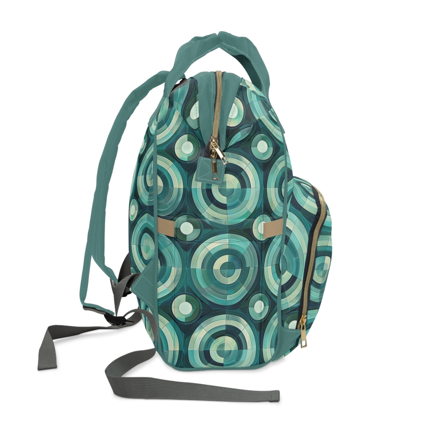 Oceanic Echoes of Layered Circles in Turquoise and Aqua Multifunctional Diaper Backpack