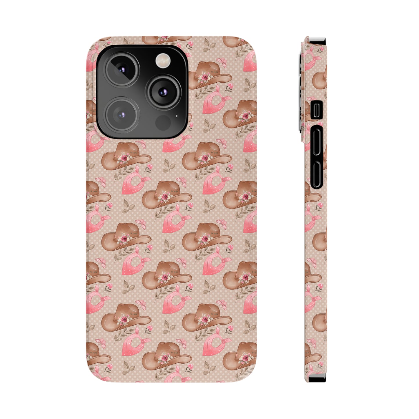 Western Cowgirl Hat with Flowers Iphone 15-12 Slim Phone Case