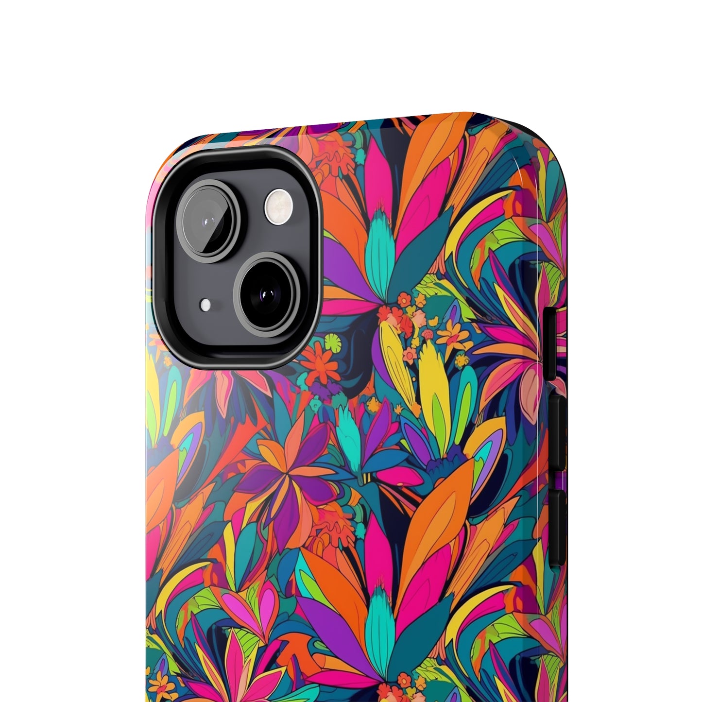 Tropical Neon Flowers Iphone Tough Phone Case