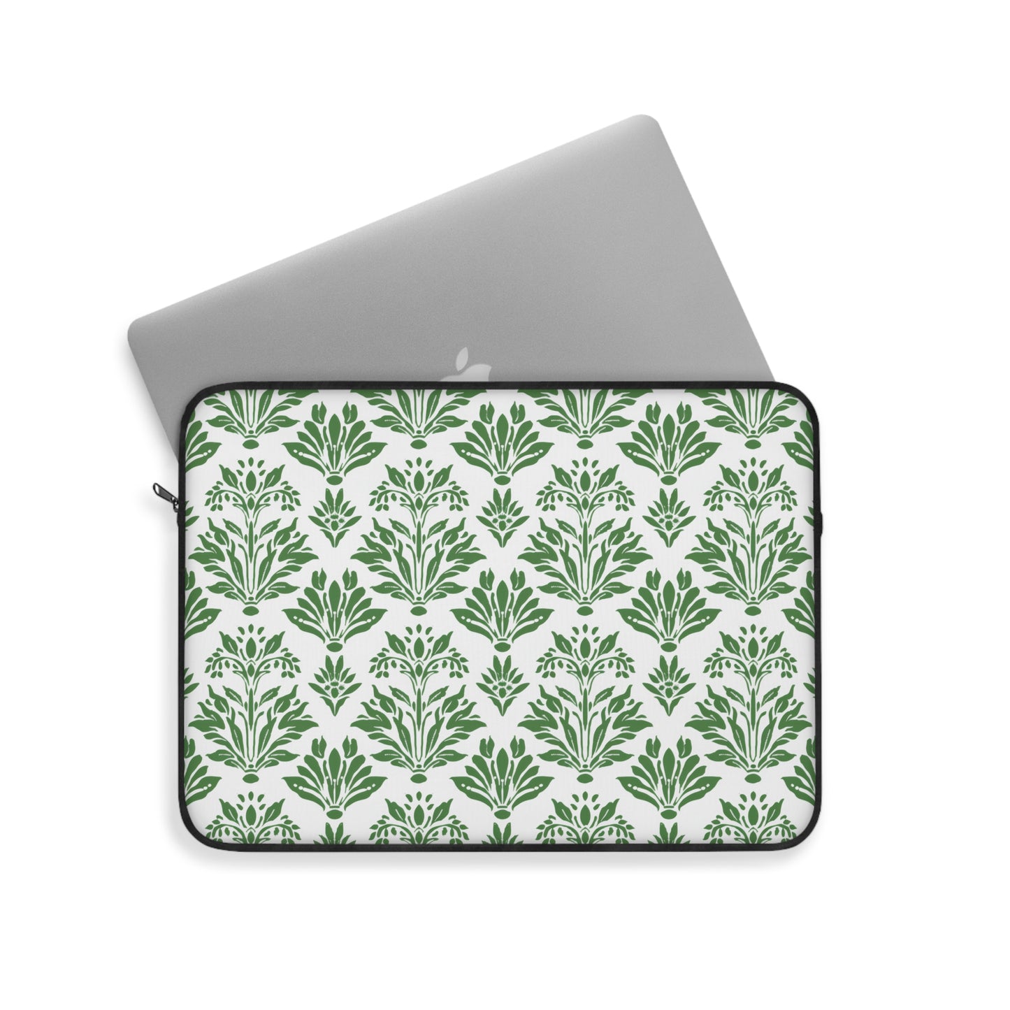 Green Floral Indian Block Print Pattern Laptop or Ipad Protective Sleeve 3 Sizes Available