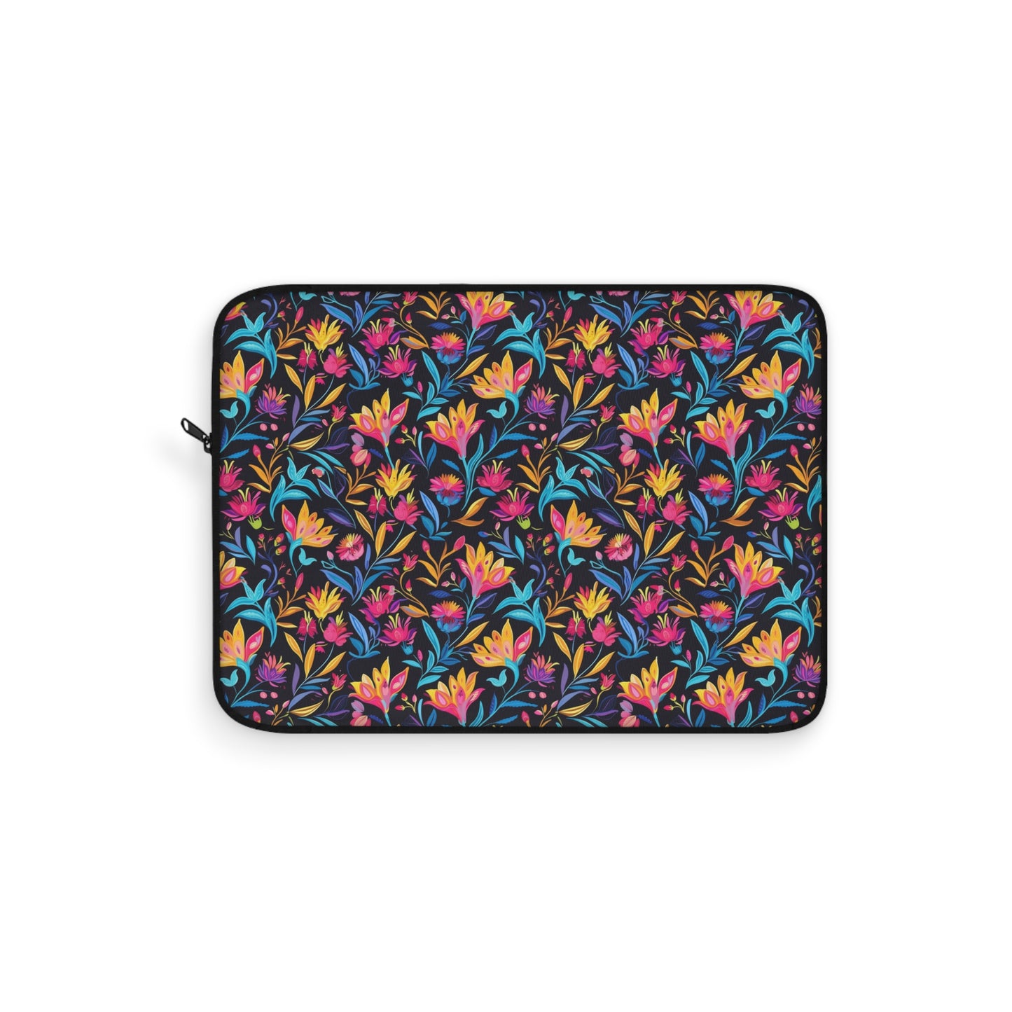 Vibrant Floral Fantasy in Midnight Garden Laptop or Ipad Protective Sleeve 3 Sizes Available