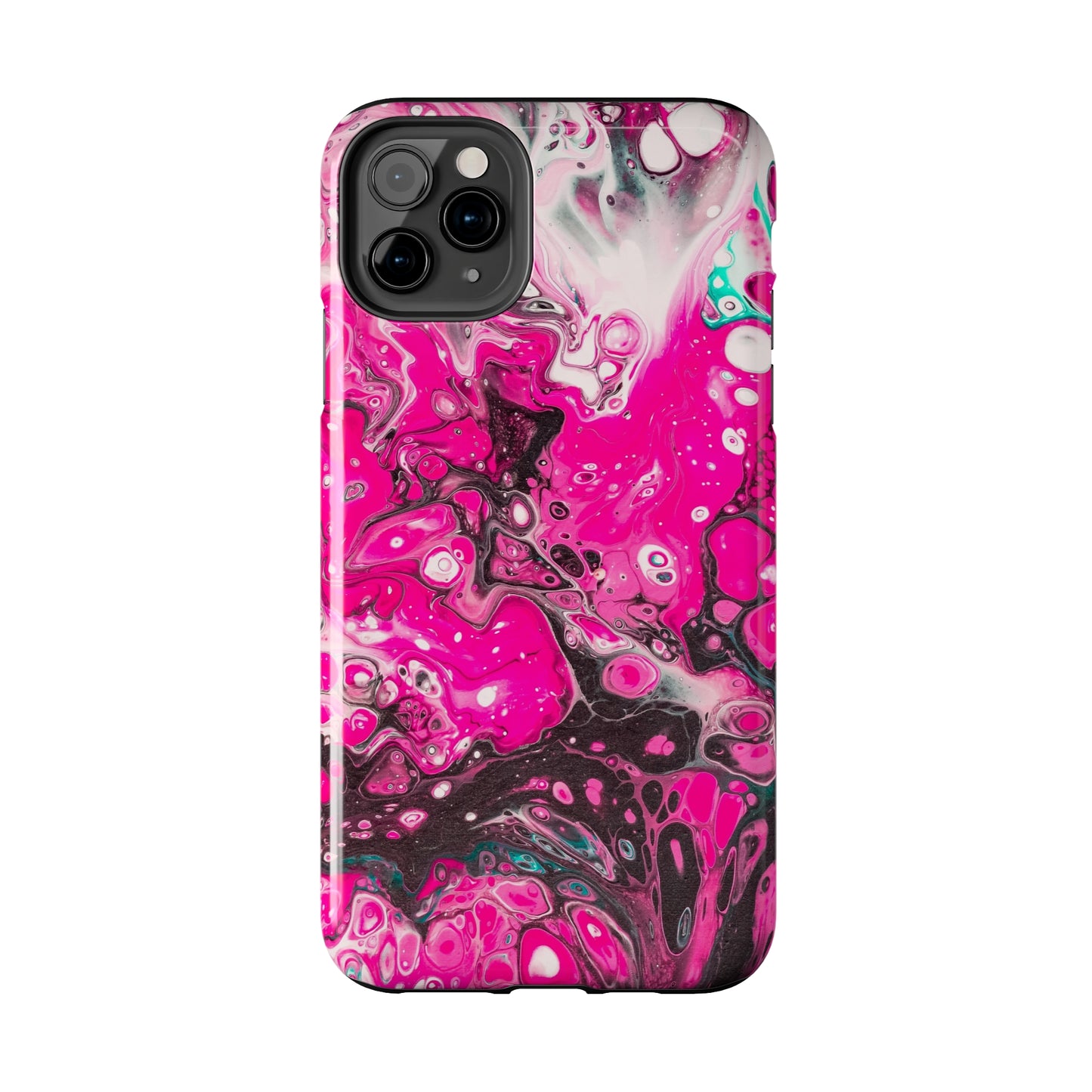 Pink, Black and White Alcohol Ink Design Iphone Tough Phone Case