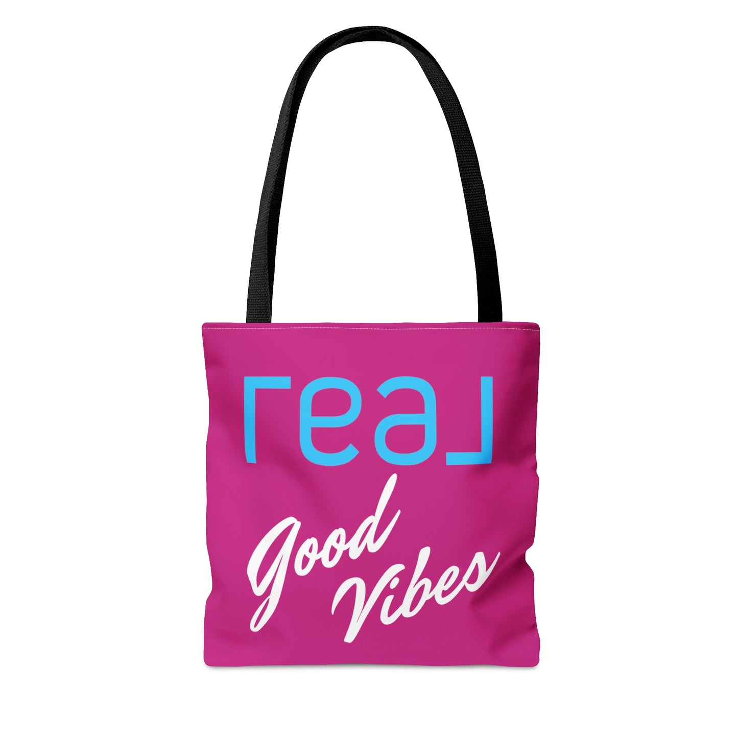 REAL Good Vibes Pink Stylish Canvas Tote Bag, 3 Sizes