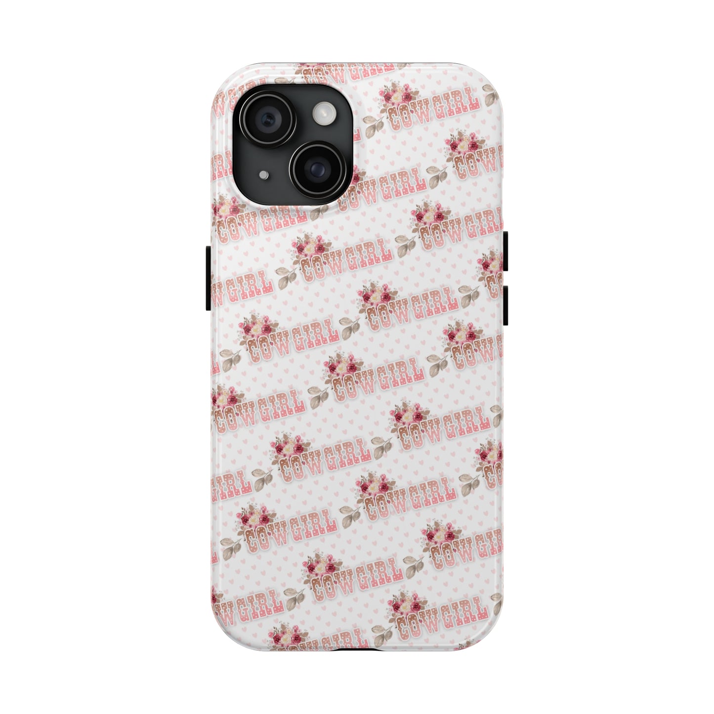 Pink Cowgirl and Flowers Iphone Tough Phone Case