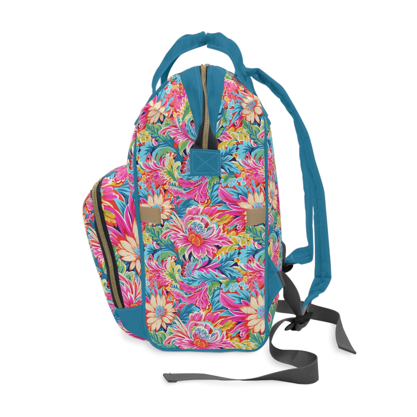 Coastal Summer Blooms: Bright Floral Watercolors in Coastal Hues Multifunctional Diaper Backpack