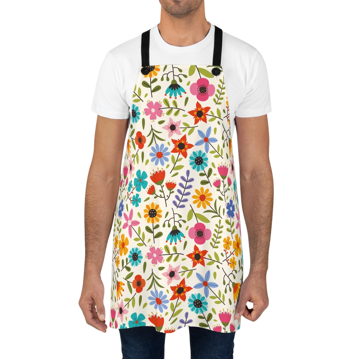 Bright Colored Springtime Flowers - Kitchen Chef Apron