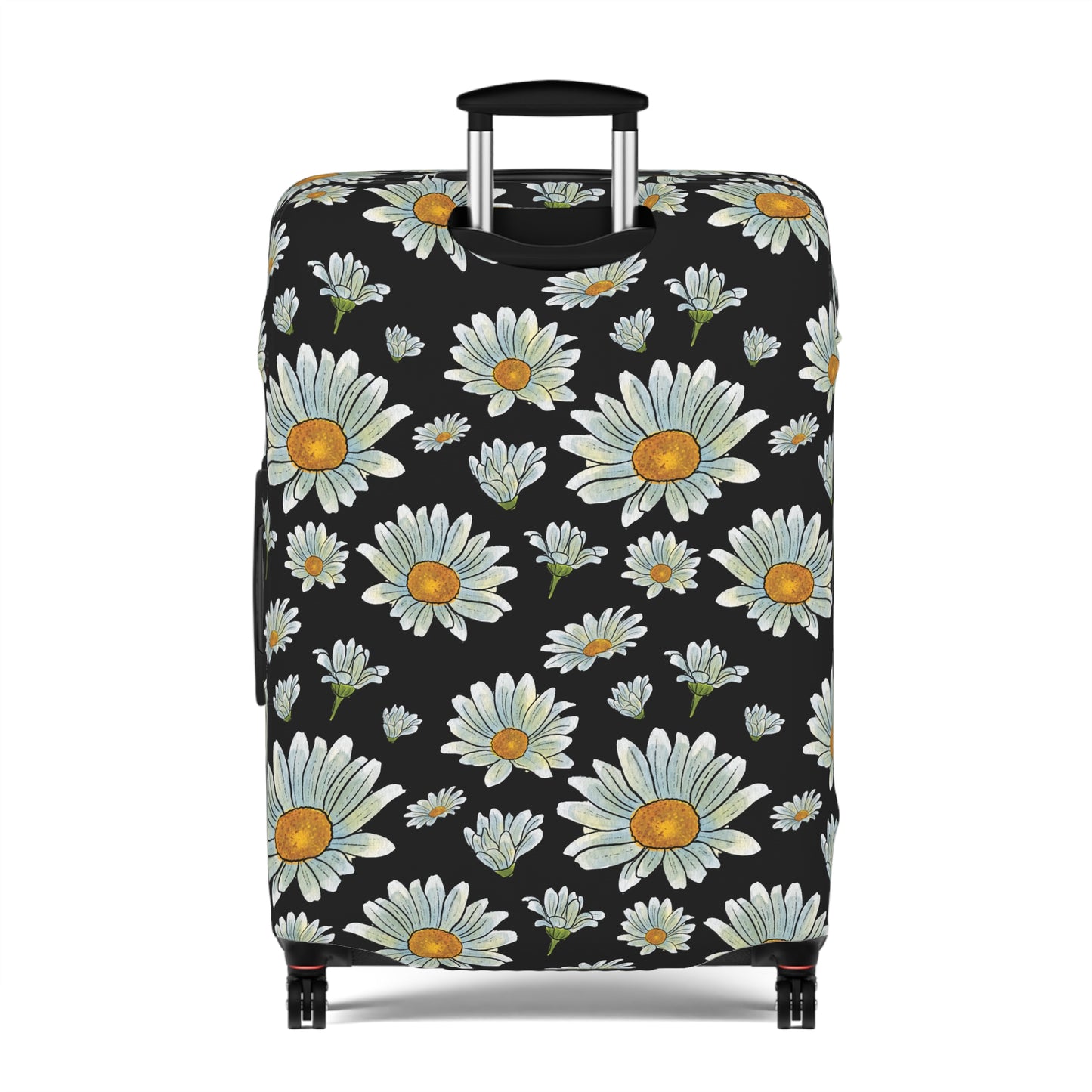 Large Watercolor Summer Daisies Blooming Against a Bold Black Background  - Luggage Protector and Cover 3 Sizes