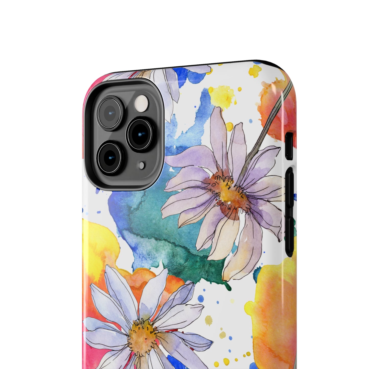 Large Colorful Watercolor Daisy Design Iphone Tough Phone Case