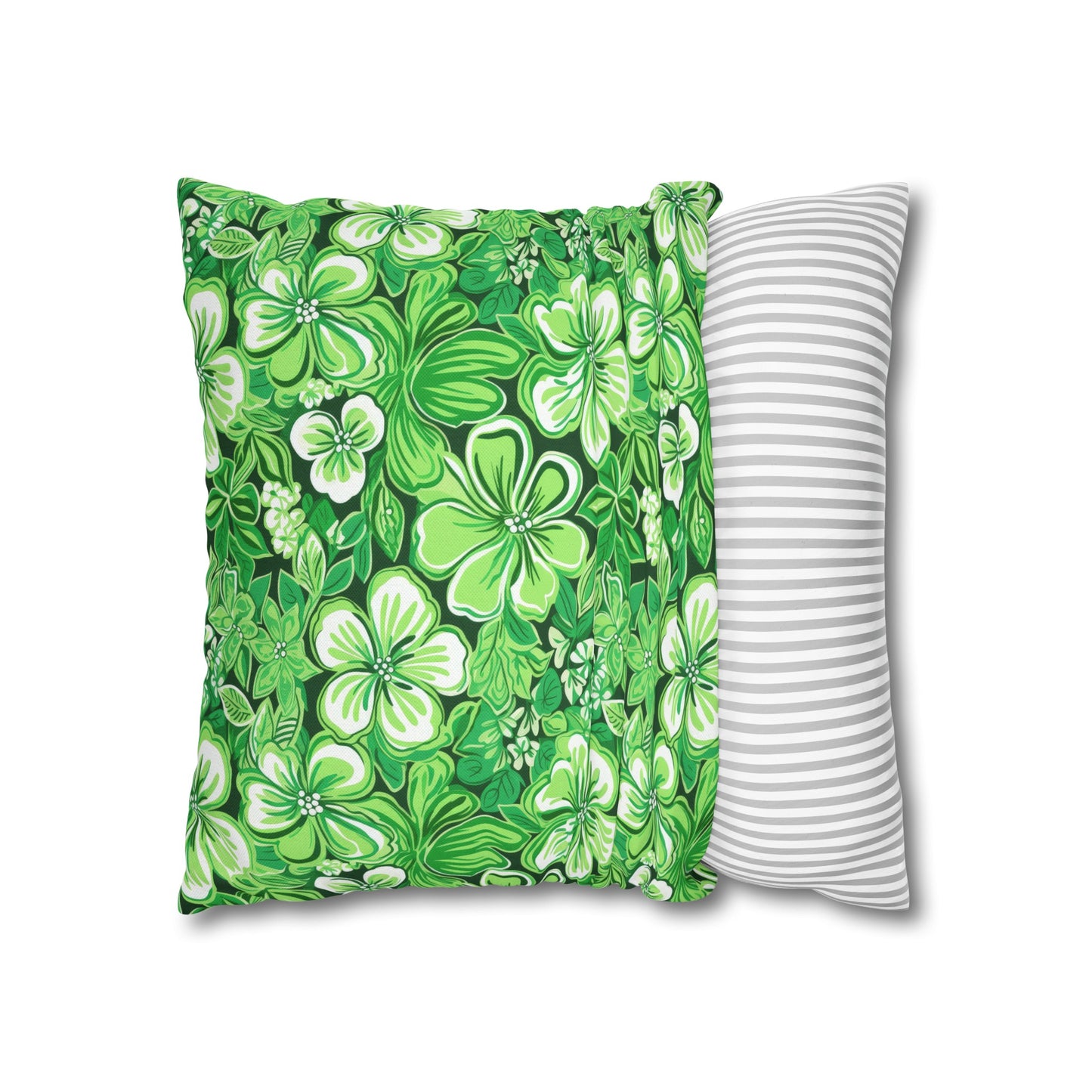 Emerald Essence: Floral Bloom Design in Green Hues Spun Polyester Square Pillowcase 4 Sizes