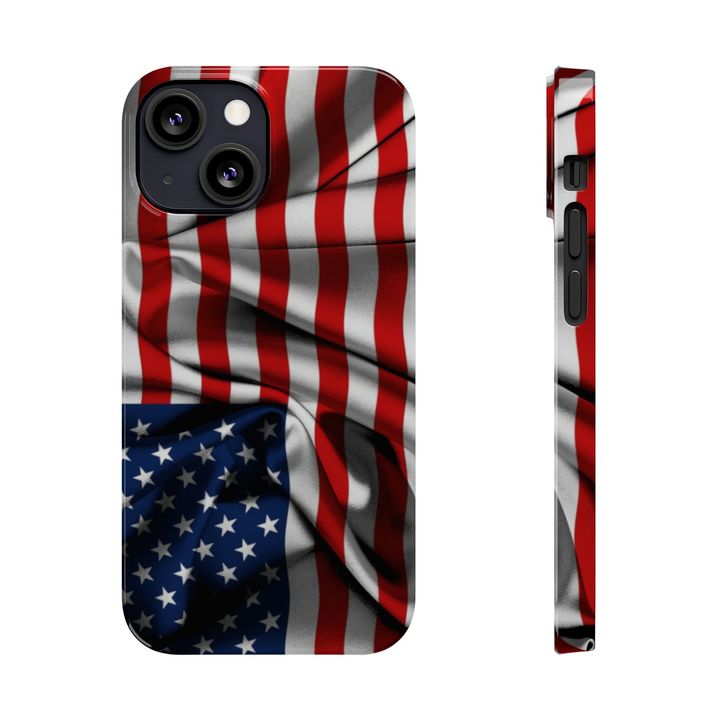 Proudly Unfurling: The American Flag Waves in Patriotic Splendor Iphone 15-12 Slim Phone Case