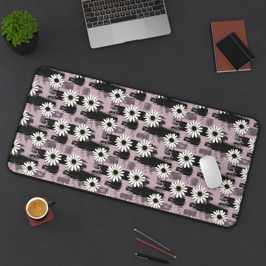 Edgy Daisy Dream with Pink and Black Grunge Design Extended Gaming Mouse Pad  Desk Mat  - 3 Sizes