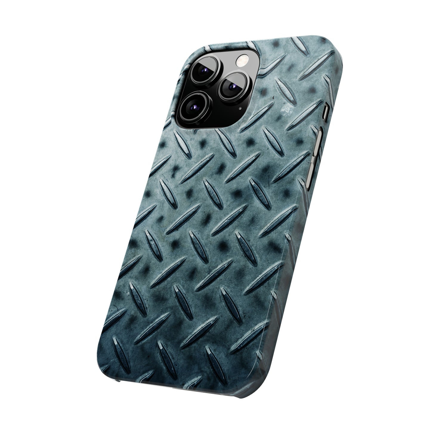 Blue Steel Diamond Plate Design Iphone 15-12 Slim Phone Case