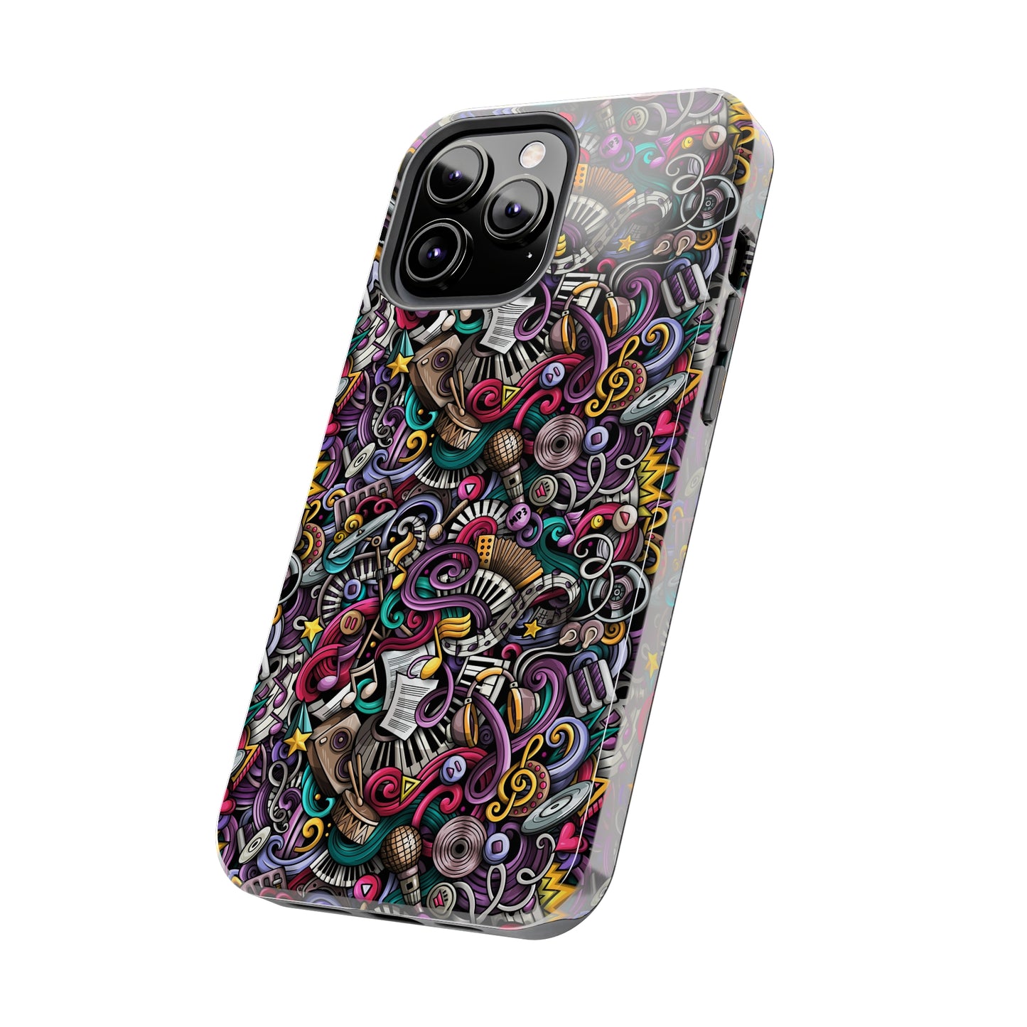 Musical Notes, Sheet Music, Swirls Cartoon Design Iphone Tough Phone Case