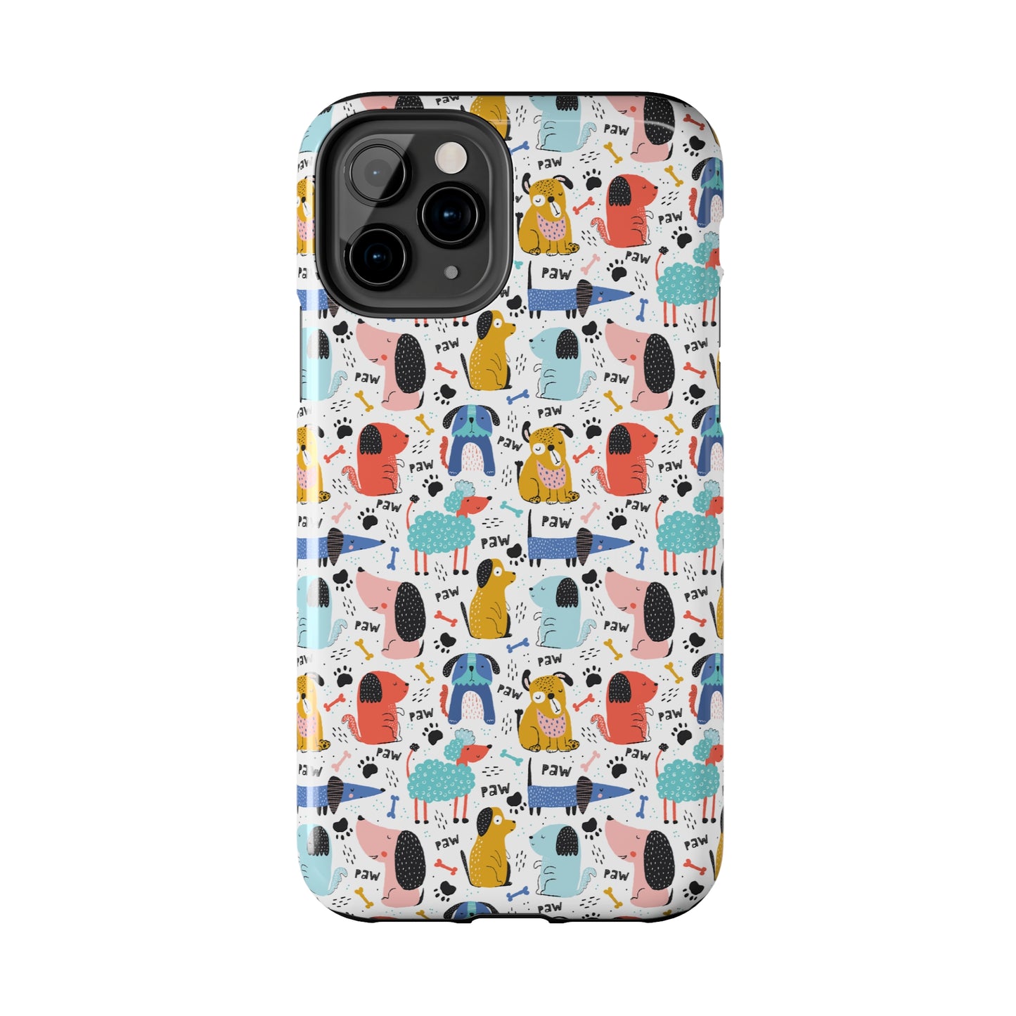 Playful Pups: Colorful Cartoon Dogs Iphone Tough Phone Case