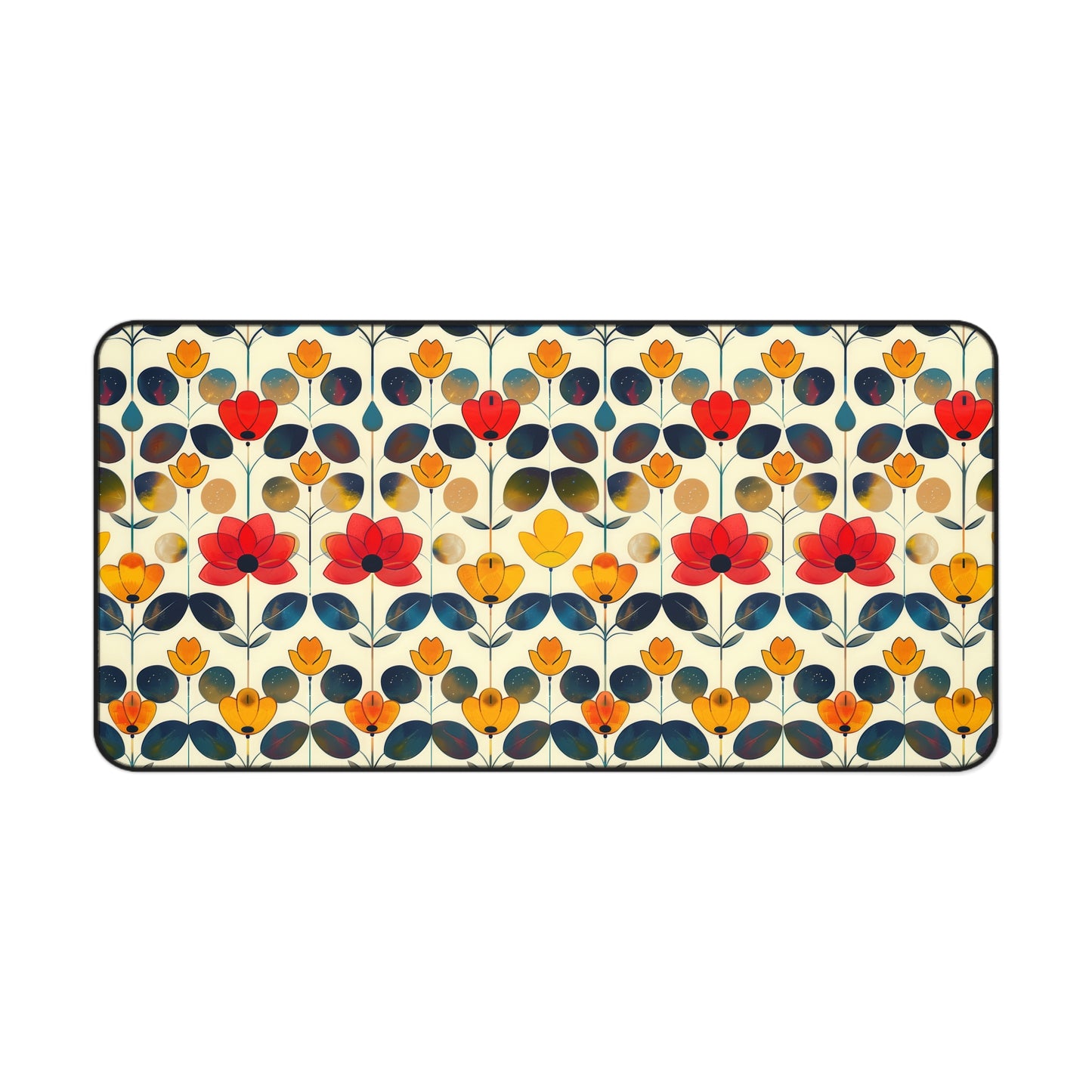 Whimsical Yellow, Red, and Blue Flower Design Gaming Mouse Pad  Desk Mat  - 3 Sizes